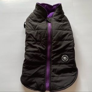 Fleece Lined Dog Jacket Black/Purple Size XXL